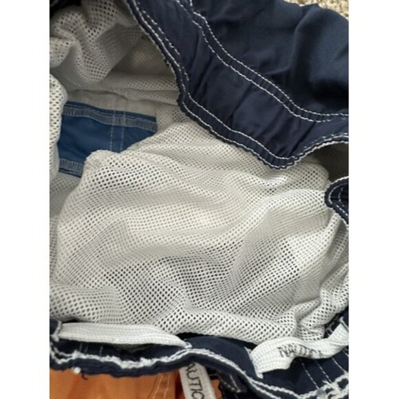 Nautica Swim Trunks Youth M Medium 10-12 Navy Color Block Bathing Suit Pockets - Picture 7 of 8